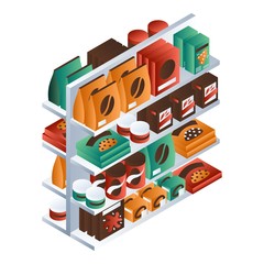 Candy food shelf icon. Isometric of candy food shelf vector icon for web design isolated on white background