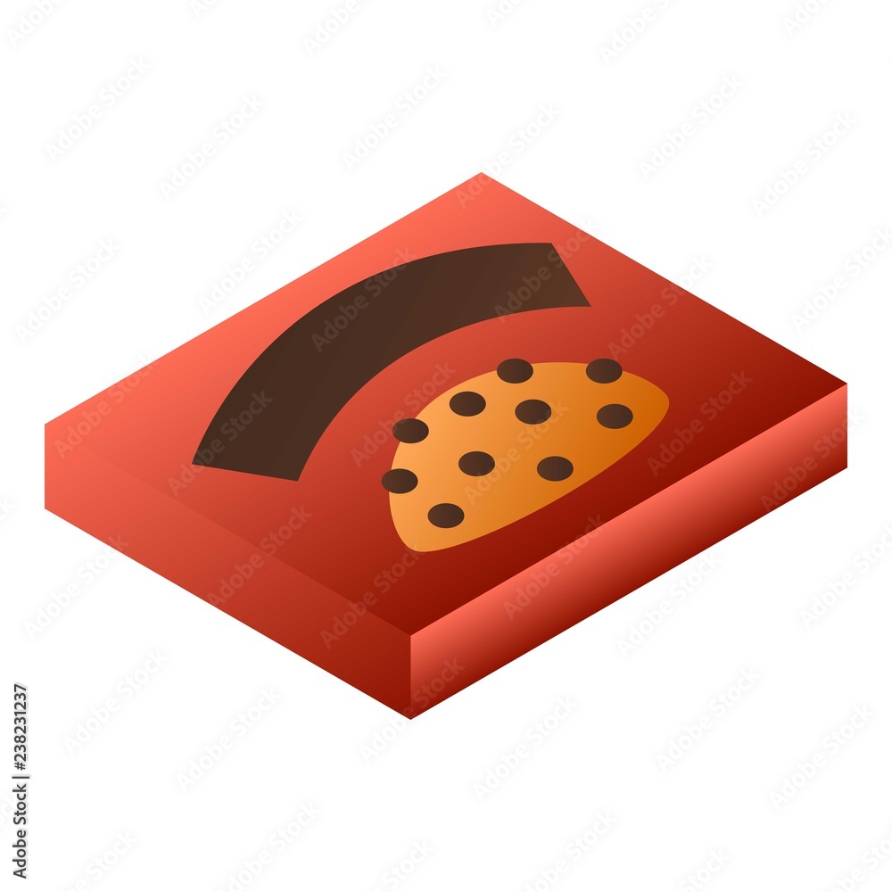 Poster red chocolate box icon. isometric of red chocolate box vector icon for web design isolated on white 