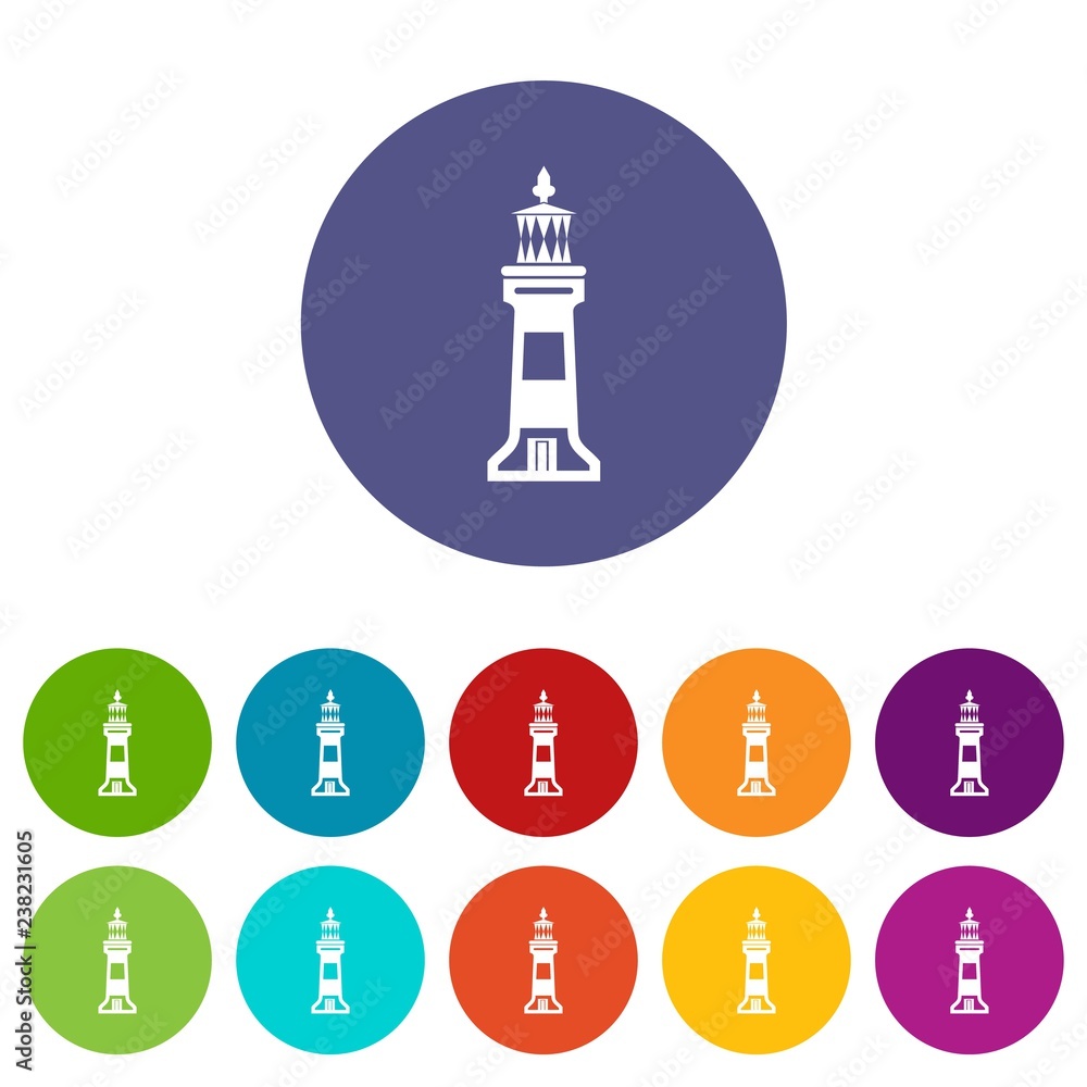Poster stone beacon icons color set vector for any web design on white background