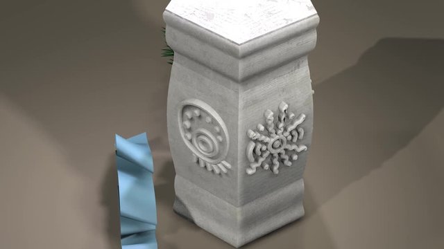 3d animation A STONE TOTEM WITH SYMBOLS