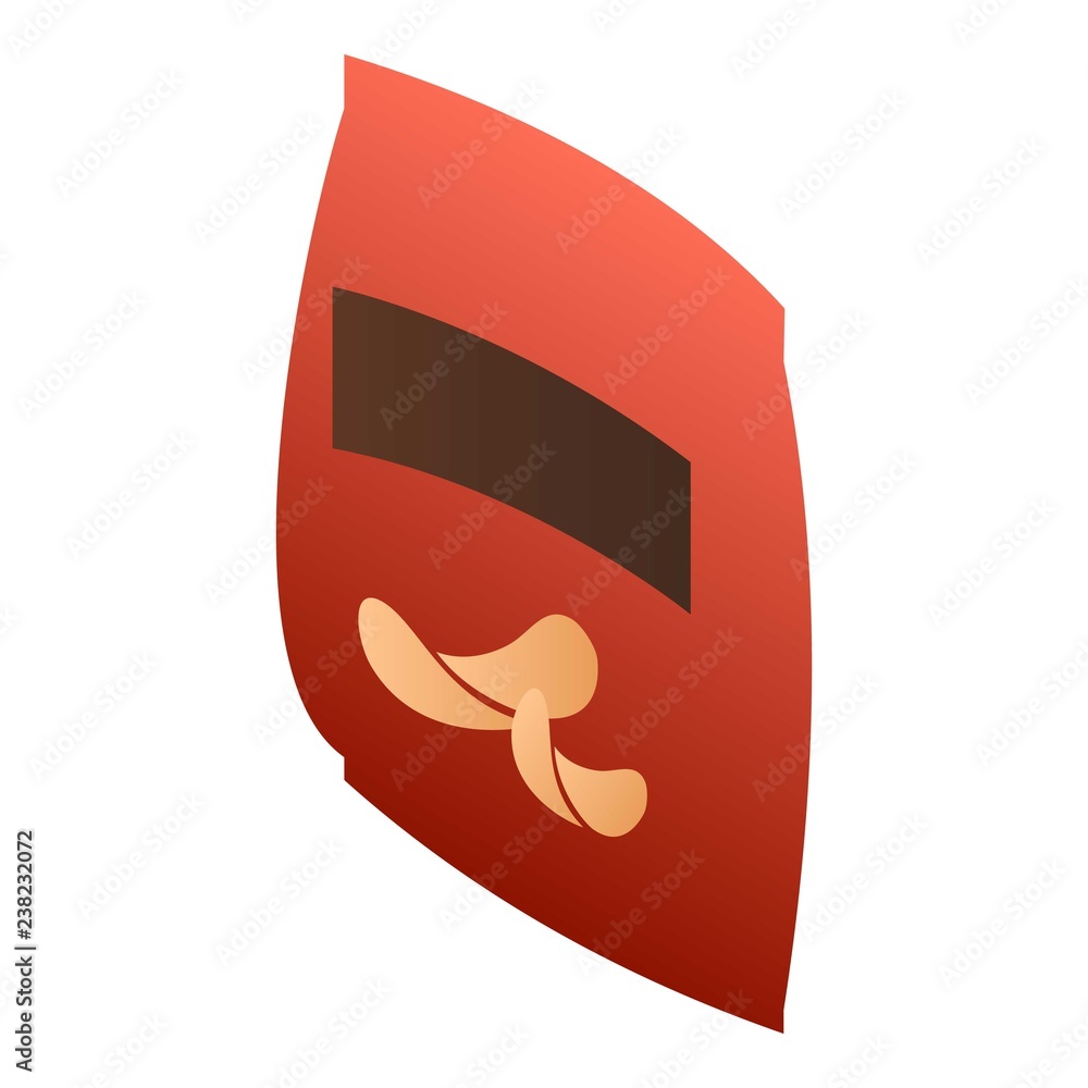 Poster Red chips package icon. Isometric of red chips package vector icon for web design isolated on white background