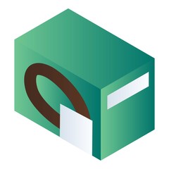 Green biscuit package icon. Isometric of green biscuit package vector icon for web design isolated on white background