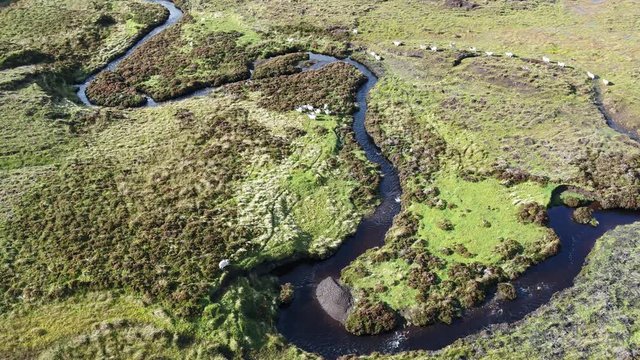 Flying over the River Rha between Staffin and Uig on the Isle of Skye , Scotland