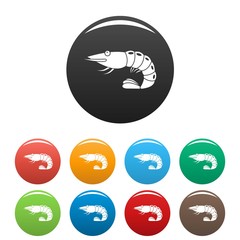 Shrimp icons set 9 color vector isolated on white for any design