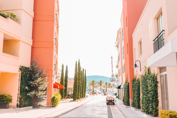 street of tivat in sunny montenegro