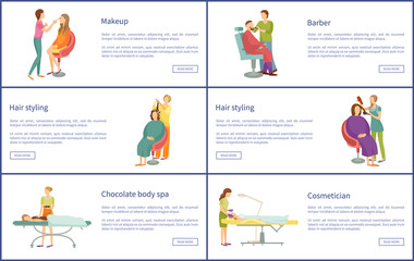 Makeup and Barber Man Beard Care Posters Vector