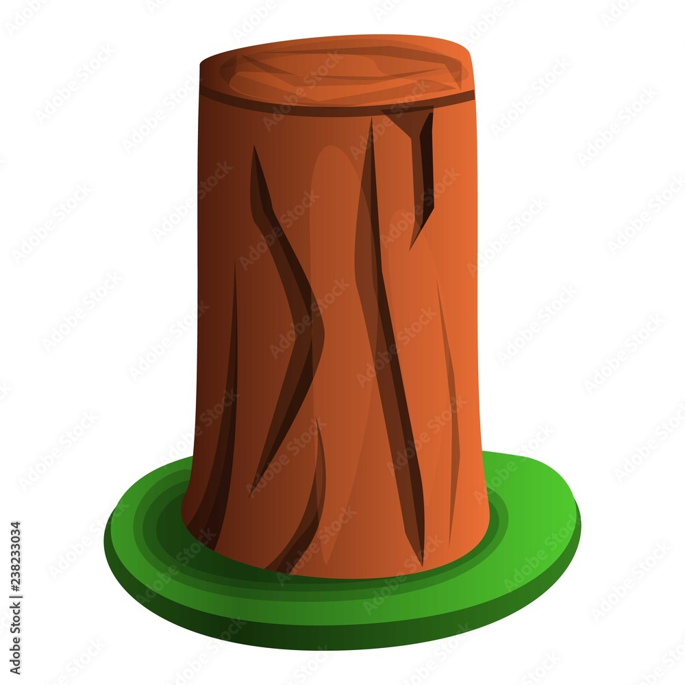 Poster tree stump with grass icon. cartoon of tree stump with grass vector icon for web design isolated on 