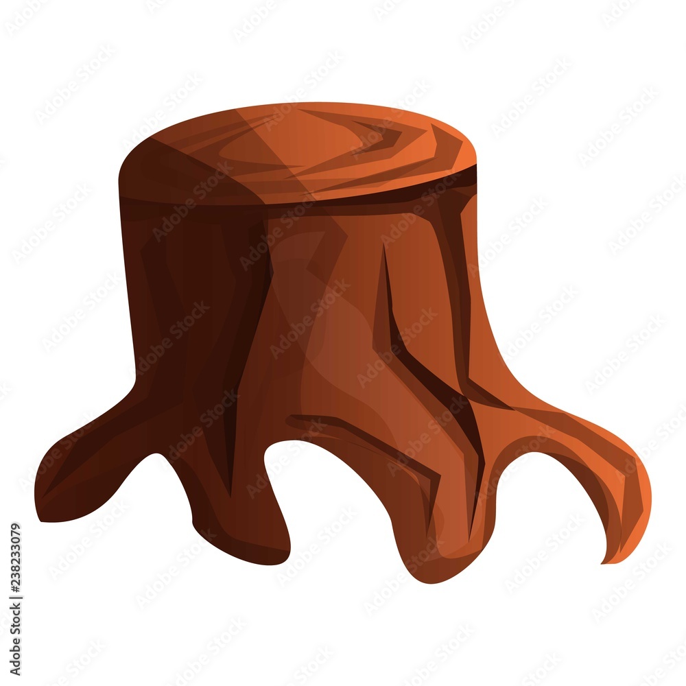 Poster old tree stump icon. cartoon of old tree stump vector icon for web design isolated on white backgrou