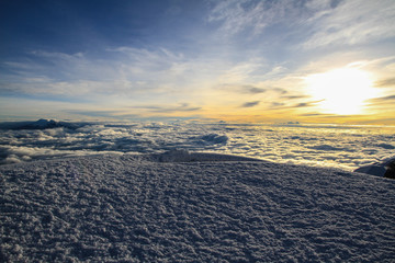 At the summit of the active volcano Cotopaxi, Ecuador, at an altitude of 5,897 m (19,347 ft)