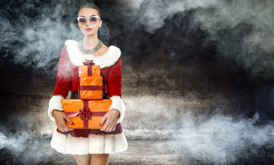 Santa Claus woman and christmas time 