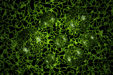 futuristic 3d spheres digital graphic