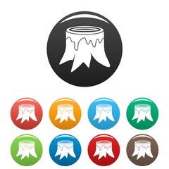 Tree trunk icons set 9 color vector isolated on white for any design