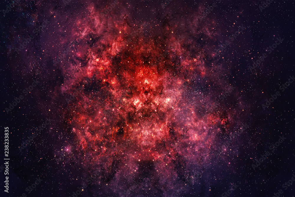 Canvas Prints artistic abstract red nebula galaxy artwork in a dark theme background