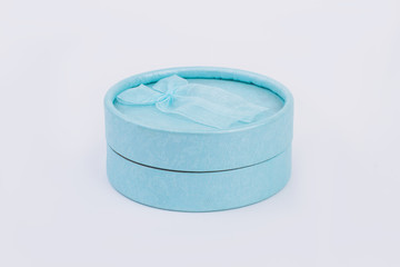 Turquoise jewellery gift box. Jewelry present box fashion design. Jewellery packaging concept.