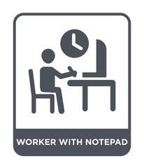 worker with notepad icon vector
