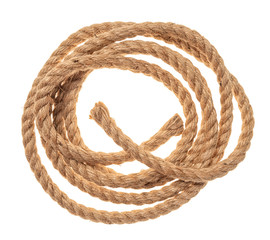 housewifely rope isolated on white background, close up