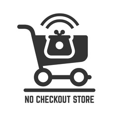 Vector no checkout store or cashierless shop icon. Advanced technology just grab and go system for walk out shopping business sign