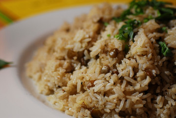 Majadara - rice with lentils and onions