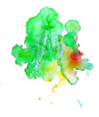 Colorful abstract watercolor texture with splashes and spatters. Modern creative watercolor background for trendy design.