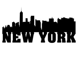New york logo con silhouette skyline - vettoriale 