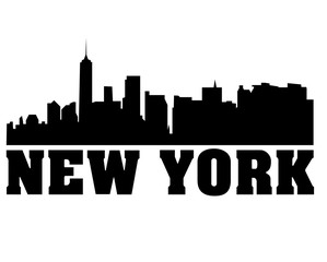 New york logo con silhouette skyline - vettoriale 