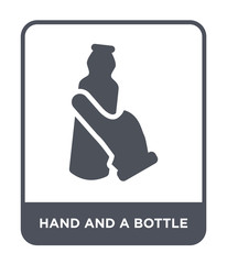 hand and a bottle icon vector