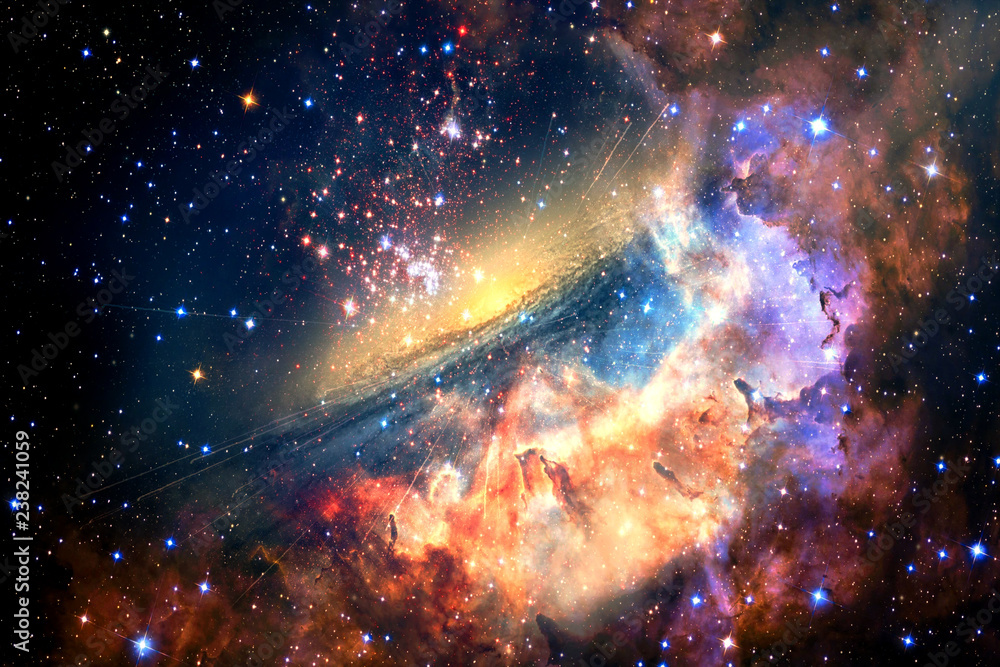 Poster abstract artistic unique glowing multicolored galaxy in outer space