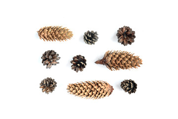 Composition of cones isolated on white background.
