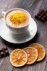 Cacao drink with orange zest