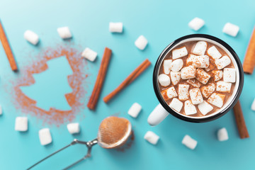 Served hot cacao with marshmallow