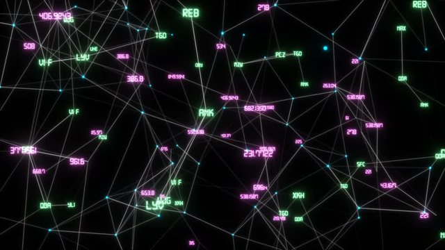 Vertical rotation of the social network.Abstract digital data plexus nodes and connection paths within any type of network or system. Seamless Loop.