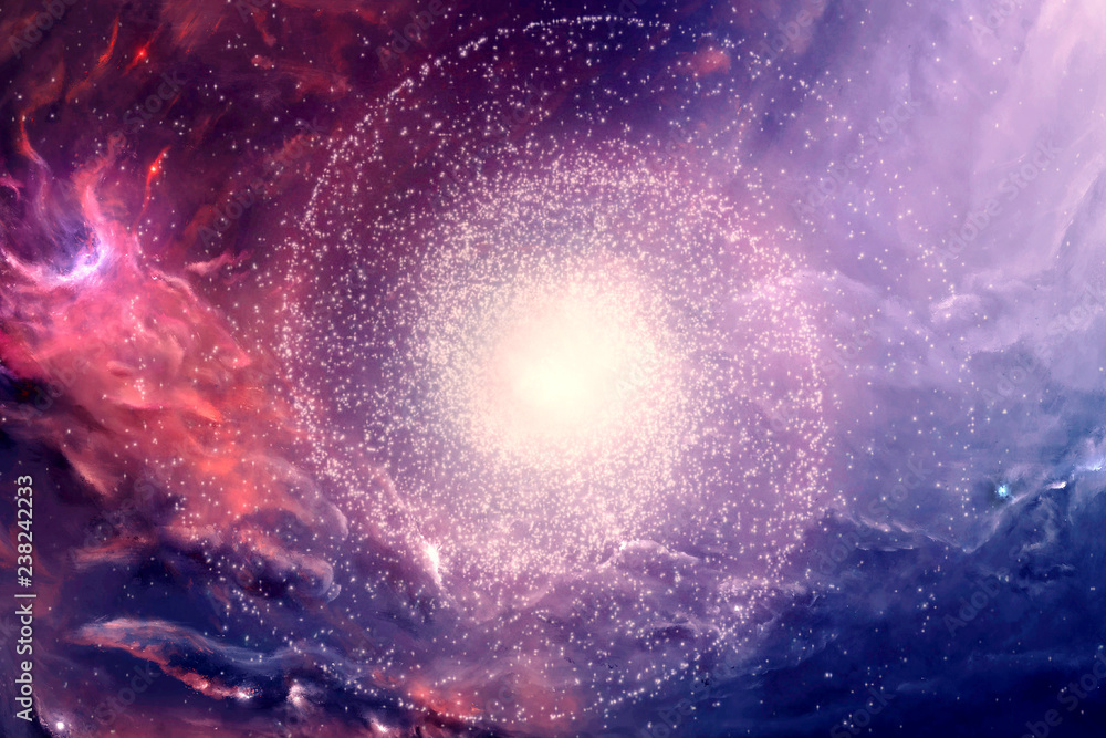 Poster abstract unique smooth colorful nebula galaxy in a deep space artwork