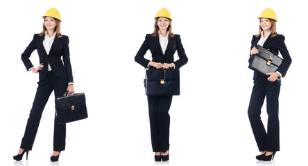 Obraz premium Female architect with bag isolated in white