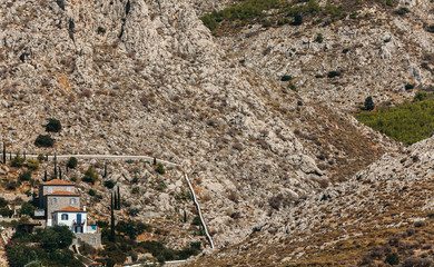 View from the sailing boat on the island of Peloponnese, Greece