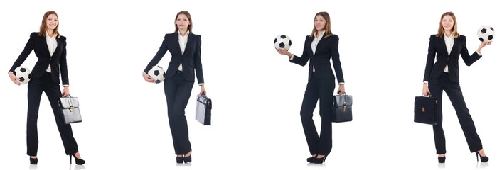 Fototapeta premium Businesslady with ball on white 