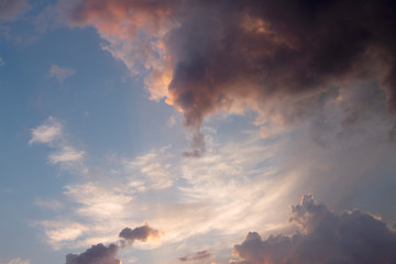 Blue sky with colorful clouds at sunset