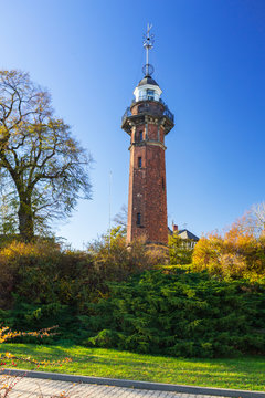 Baltic sea lighthouse in Nowy Port district of Gdansk, Poland