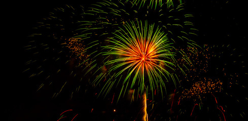 Fototapeta premium Fireworks in the sky at Suan Luang Rama 9 Thailand.