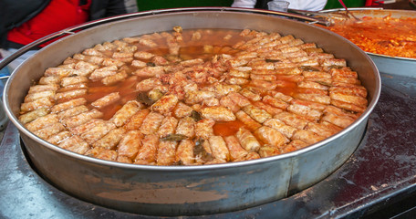 Cabbage cooked at a fair with traditional Romanian food