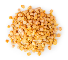 A bunch of dry peas on a whiteThe view from the top.