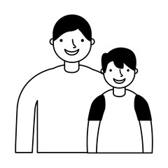 father and son characters on white background