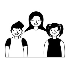 mother with son and daughter