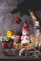 Beautiful christmas concept with sweets and accessories