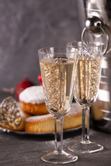 Beautiful christmas concept with sweets and accessories