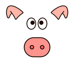New year vector design. Fanny pig face 2019.