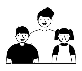 father with son and daughter