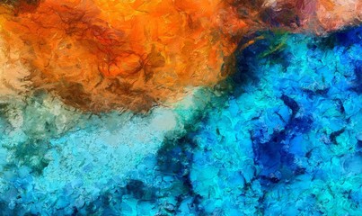 Fototapeta premium Detailed close-up grunge clouds abstract background. Dry brush strokes hand drawn oil painting on canvas texture. Creative simple pattern for graphic work, web design or wallpaper.