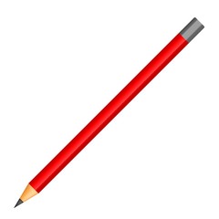 Red pencil icon. Realistic illustration of red pencil vector icon for web design isolated on white background