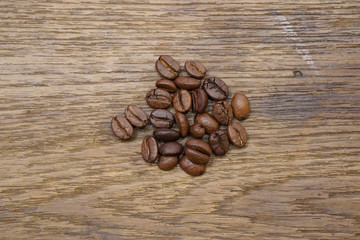 coffee beans on wooden background