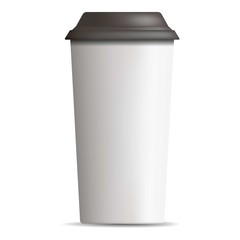 Plastic coffee cup icon. Realistic illustration of plastic coffee cup vector icon for web design isolated on white background
